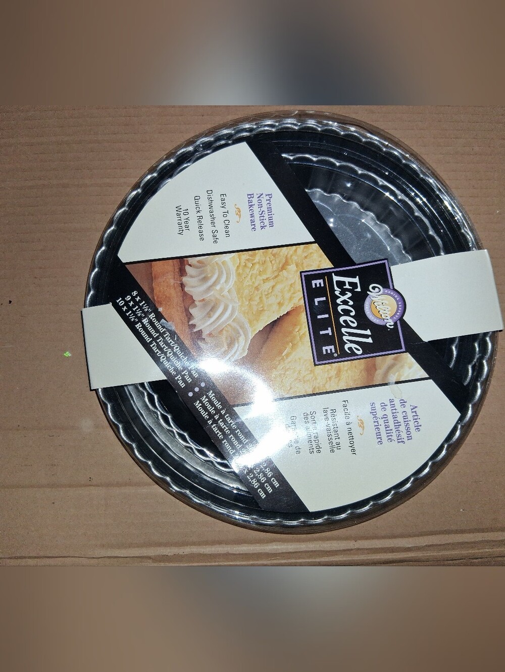 Wilton Excelle Elite Nonstick Tart, Quiche. Pie Pan Set - Black 8. 9, 10 Inch